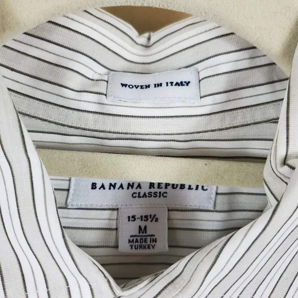 Banana Republic Gray Stripe Regular Fit Button-up Shirt Size M